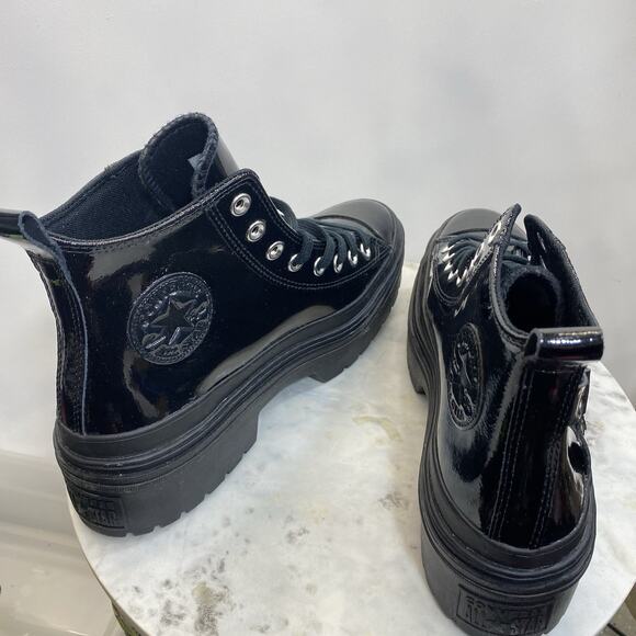 Converse Lugged Heel Platform Sneakers Women's 10 Black Patent Leather NIB - Picture 10 of 16